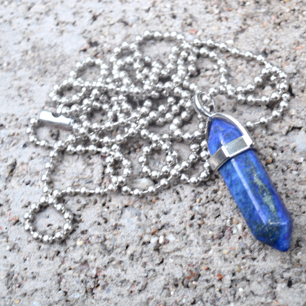 Genuine Blue  Lapis Lazuli Gemstone Pendant Chain - Picture 4 of 6